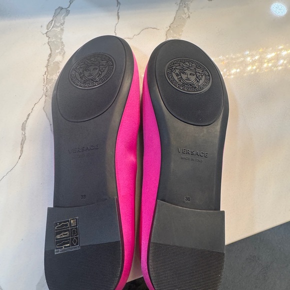 Versace Pink and Gold Flats with Medusa Embellishments - Picture 4 of 5